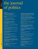 front cover of The Journal of Politics, volume 84 number 3 (July 2022)