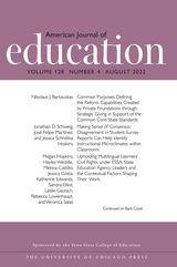 front cover of American Journal of Education, volume 128 number 4 (August 2022)