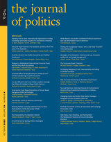 front cover of The Journal of Politics, volume 84 number 4 (October 2022)