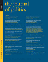 front cover of The Journal of Politics, volume 85 number 1 (January 2023)