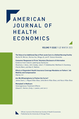 front cover of American Journal of Health Economics, volume 9 number 1 (Winter 2023)