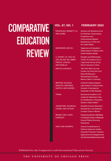 front cover of Comparative Education Review, volume 67 number 1 (February 2023)