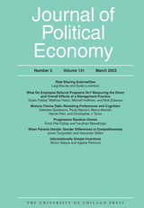 front cover of Journal of Political Economy, volume 131 number 3 (March 2023)