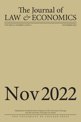 front cover of The Journal of Law and Economics, volume 65 number S2 (November 2022)