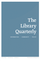 front cover of The Library Quarterly, volume 93 number 2 (April 2023)