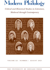 front cover of Modern Philology, volume 121 number 1 (August 2023)
