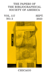 front cover of The Papers of the Bibliographical Society of America, volume 117 number 3 (September 2023)