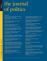 front cover of The Journal of Politics, volume 85 number 4 (October 2023)