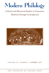 front cover of Modern Philology, volume 121 number 2 (November 2023)