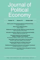 front cover of Journal of Political Economy, volume 131 number 10 (October 2023)