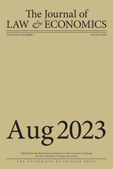 front cover of The Journal of Law and Economics, volume 66 number 3 (August 2023)