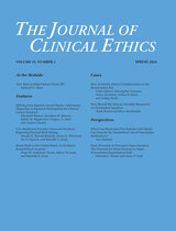 front cover of The Journal of Clinical Ethics, volume 35 number 1 (Spring 2024)