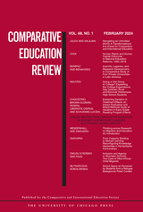 front cover of Comparative Education Review, volume 68 number 1 (February 2024)