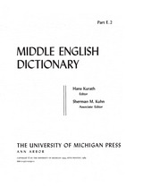 front cover of Middle English Dictionary