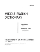 front cover of Middle English Dictionary