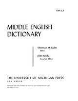 front cover of Middle English Dictionary