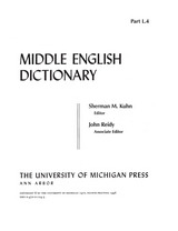 front cover of Middle English Dictionary