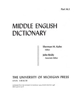 front cover of Middle English Dictionary