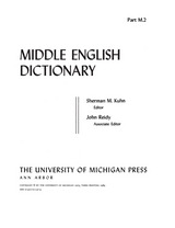 front cover of Middle English Dictionary