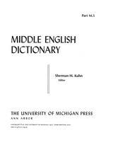 front cover of Middle English Dictionary