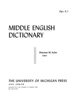 front cover of Middle English Dictionary