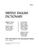 front cover of Middle English Dictionary