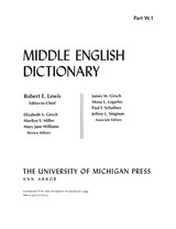 front cover of Middle English Dictionary