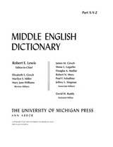 front cover of Middle English Dictionary