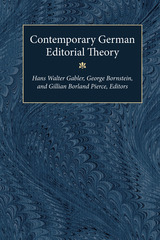 front cover of Contemporary German Editorial Theory