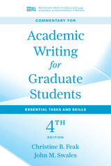 front cover of Commentary for Academic Writing for Graduate Students