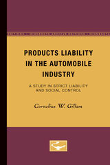 front cover of Products Liability in the Automobile Industry