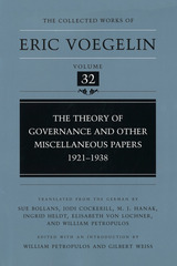 front cover of Theory of Governance and Other Miscellaneous Papers, 1921-1938 (CW32)
