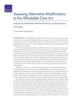 front cover of Assessing Alternative Modifications to the Affordable Care Act