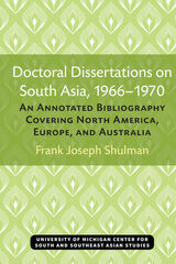 front cover of Doctoral Dissertations on South Asia, 1966–1970