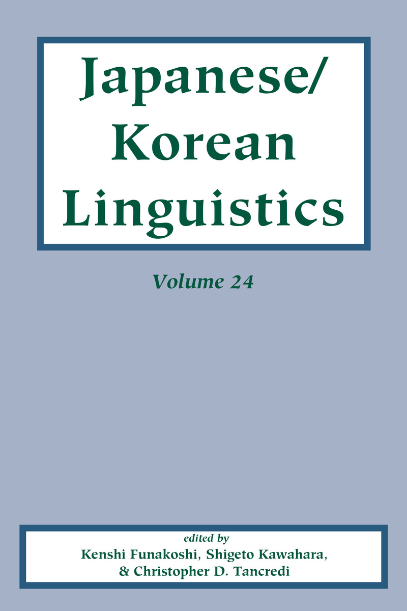 Japanese/Korean Linguistics, Volume 24 (9781684000241) Kenshi