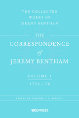 front cover of Correspondence of Jeremy Bentham, Volume 1